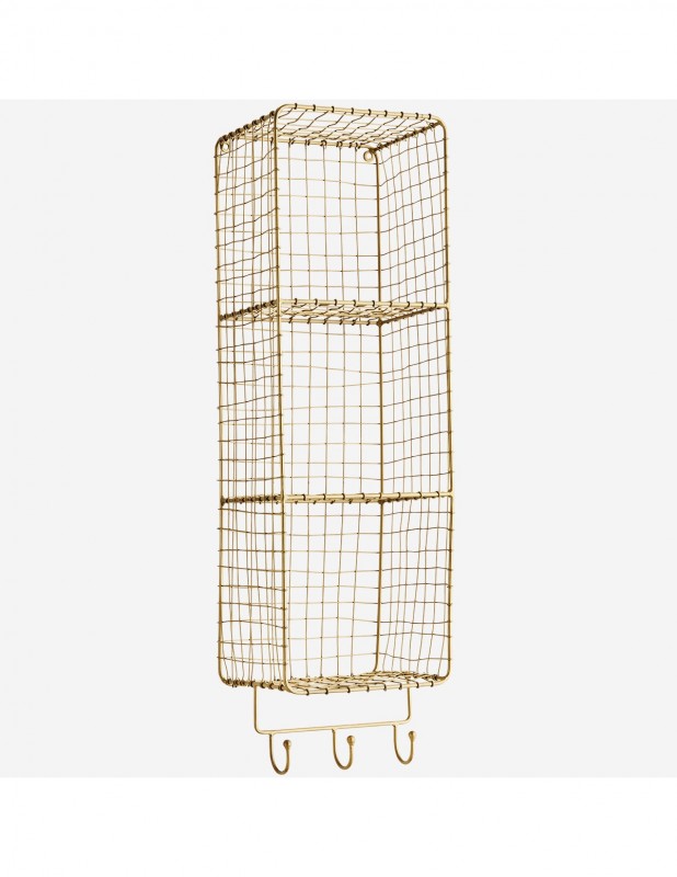 WIRE SHELF BRASS WITH HOOKS 70 - CABINETS, SHELVES